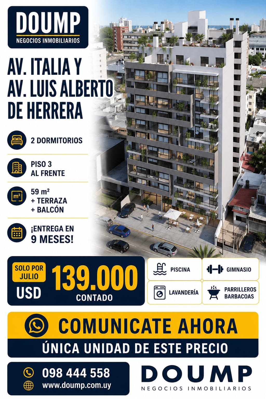 2 dormitorios, Av. Italia y Av. Luis Alberto de Herrera - Imagen 2